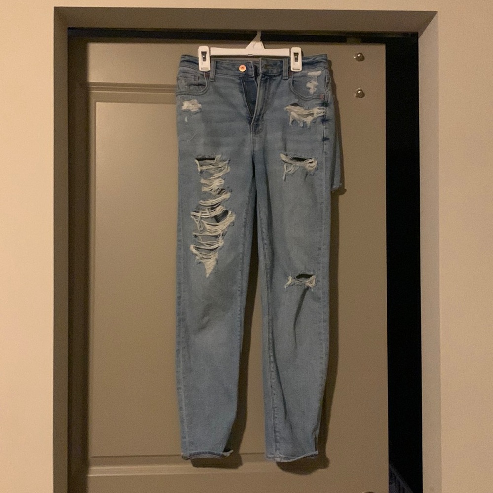 AE stretch mom jeans